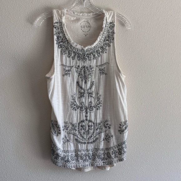 Lucky Brand Women's Embroidered Tank Top SZ M Ivory - Picture 1 of 10